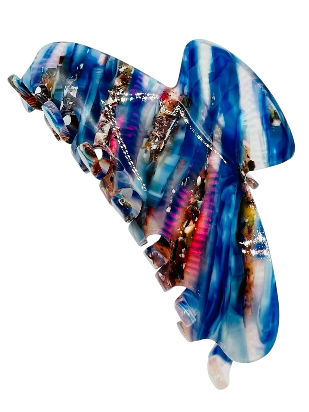 Blue Abstract Stripe Claw Hair Clip New
